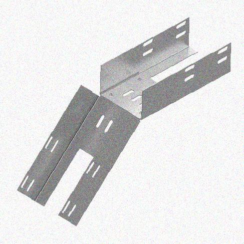 Лоток перфорированный КС 150х65-45 УТ1,5 для поворота трассы вниз на 45, оцинкованный лист, S1,0