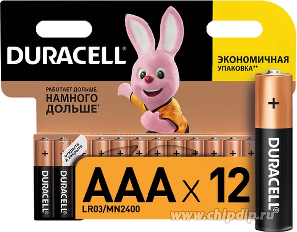 Элемент питания алкалиновый Basic LR03 (MN2400/А286/AAA)12 Duracell