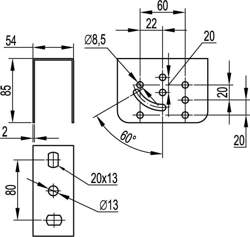 Крепление к потолку SML, горячеоцинкованное DKC