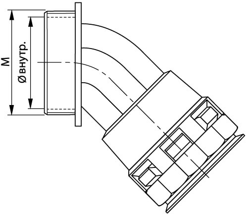 Монтажный комплект муфта 45 грд. труба-коробка DN 29 мм, М32х1,5, полиамид, цвет черный DKC