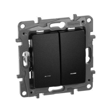 Etika Механизм выключателя СУ 2 кл. с подсветкой 10А антрацит IP20 Legrand