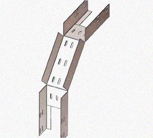 Лоток перфорированный КС 100х65-90 УХЛ1 для поворота трассы вниз на 90, оцинкованный лист S1,5