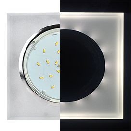 Св-к GX53 H4 LD5311 стекло квадрат скошен.край с подсветкой хром-матовый 38х120 ECOLA