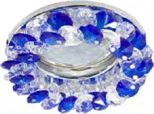 Св-к MR16 GU5.3 CD4141 Круг с хруст.прозр. голубой/хром 50x90 Ecola