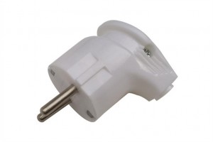 Вилка 16А 250В (АБС-пластик, угловая, белая, земля) (кр.30шт.) General