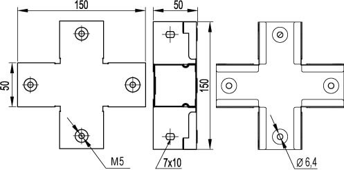 Ответвитель глухой горизонтальный Х-образный 50, цинк-ламельный DKC