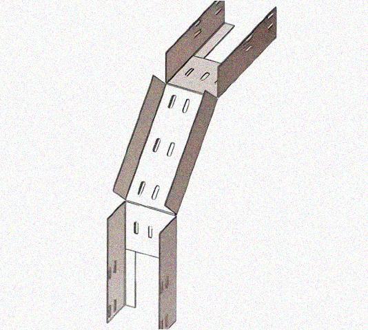 Лоток перфорированный КС 100х50-90 УХЛ1 для поворота трассы вниз на 90, горячее цинкование, S2,0