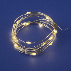 Гирлянда-нить Роса 20LED тепл.белый 2м. (2шт*AA) медн.провод IP20 Uniel