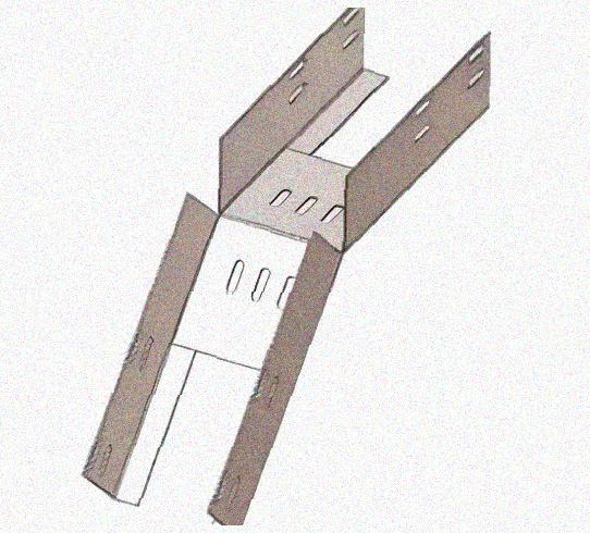 Лоток перфорированный КС 150х100-45 УТ1,5 для поворота трассы вниз на 45, горячее цинкование S1,5