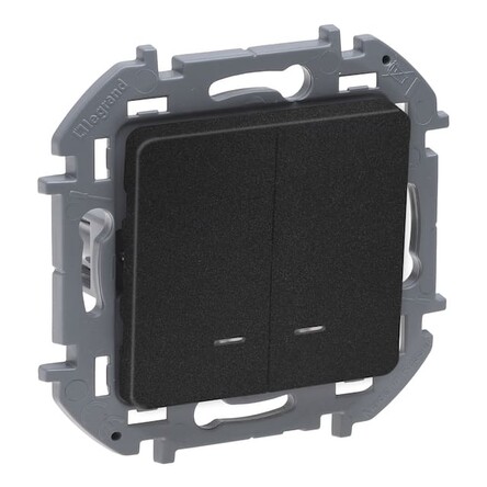 INSPIRIA Механизм выключателя СУ 2 кл. с подсветкой/индикацией 10А антрацит IP20 Legrand