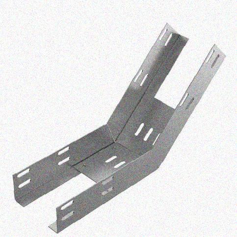 Лоток перфорированный КП 50х50-45 УТ1,5 для поворота трассы вверх на 45, оцинкованный лист S0,8