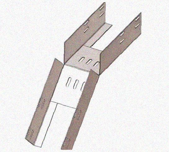 Лоток перфорированный КС 100х65-45 У3 для поворота трассы вниз на 45, окрашенный, S1,5