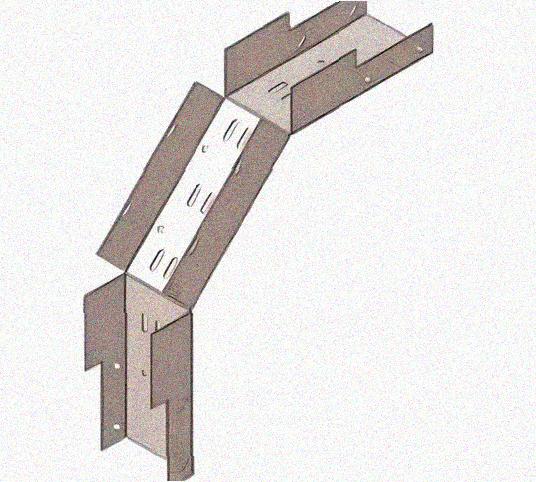 Лоток замковый перфорированный КСЗ 600х80-90 УХЛ1 для поворота трассы вниз на 90, горячее цинкование, S1,5