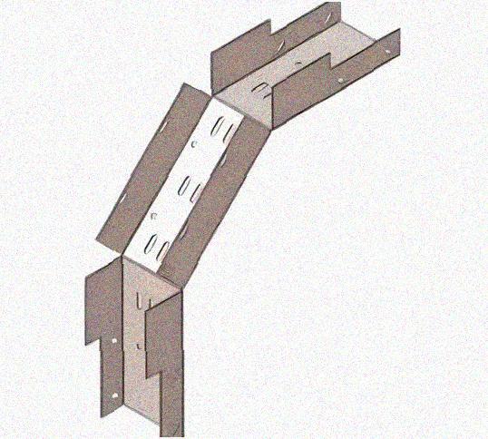 Лоток замковый перфорированный КСЗ 300х100-90 УТ1,5 для поворота трассы вниз на 90, оцинкованный лист S1,5
