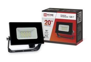 Прожектор св/д СДО-7 20W(1600lm) 6500K алюминий/черный IP65 ASD/inHome  Прожектор св/д СДО-7 20W(1600lm) 6500K алюминий/черный IP65 ASD/inHome