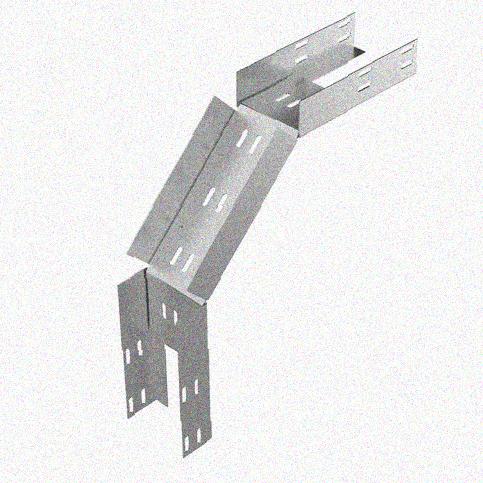 Лоток замковый перфорированный КСЗ 300х80-90 УХЛ1 для поворота трассы вниз на 90, оцинкованный лист, S1,5