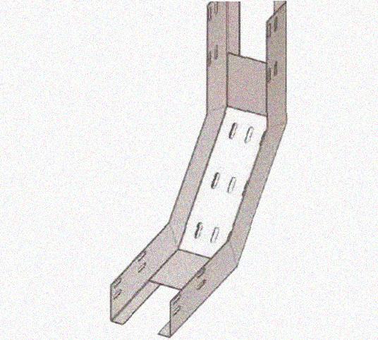 Лоток перфорированный КП 100х25-90 УТ1,5 для поворота трассы вверх на 90, оцинкованный лист S1,0