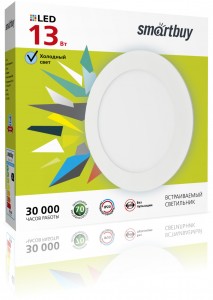 Св-к св/д встр. даунлайт ДВО 13Вт 6000К 1040lm 170х10 белый Smartbuy