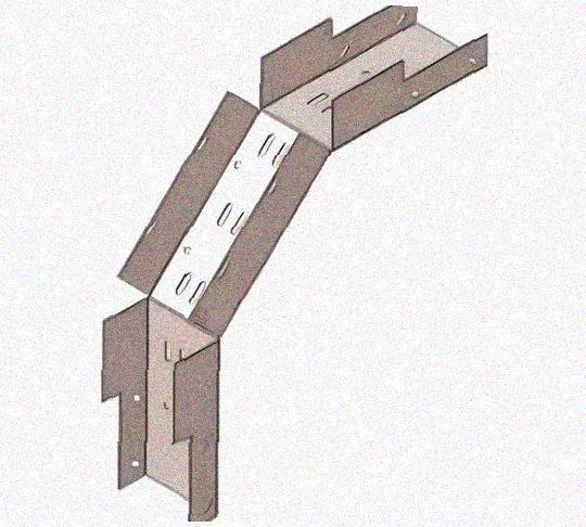 Лоток замковый перфорированный КСЗ 100х80-90 УХЛ1 для поворота трассы вниз на 90, оцинкованный лист S1,0