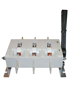 Выключатель-разъединитель ВР32-39 А 71240-00 УХЛ3, 630А, несъёмная передняя смещённая рукоятка, 3-х полюсный на два направление, с д/г камерами