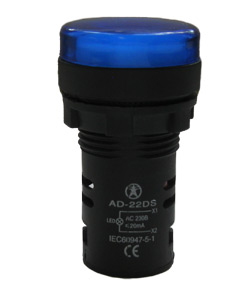 Индикаторная лампа AD-22DS, синяя, светодиодная матрица d=22мм, 230В Электротехник