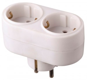 Разветвитель (тройник) 2 роз. 16А, плоский, белый,земля, 3.5кВт General