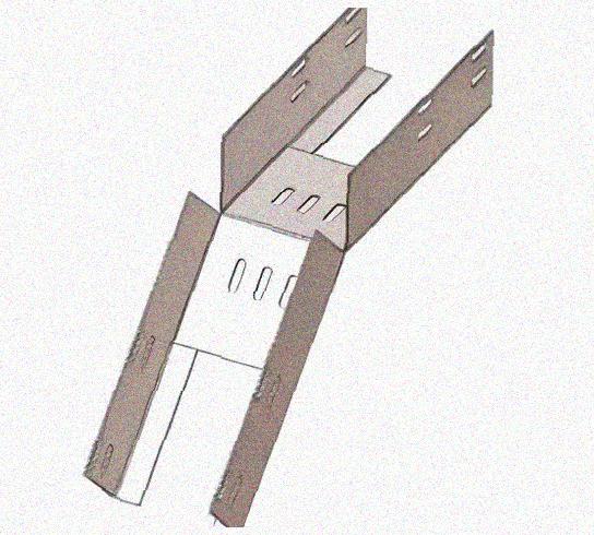 Лоток перфорированный КС 300х100-45 УХЛ1 для поворота трассы вниз на 45, оцинкованный лист S1,5