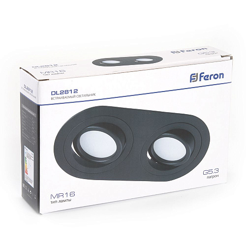 Светильник потолочный встраиваемый, MR16 G5.3, черный, DL2812 Feron
