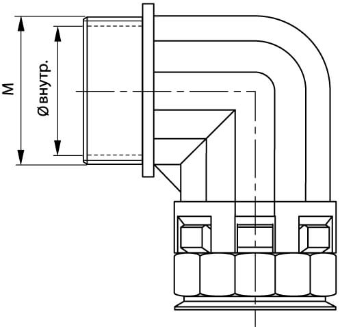 Монтажный комплект муфта 90 грд. труба-коробка DN 29 мм, М32х1,5, полиамид, цвет черный DKC