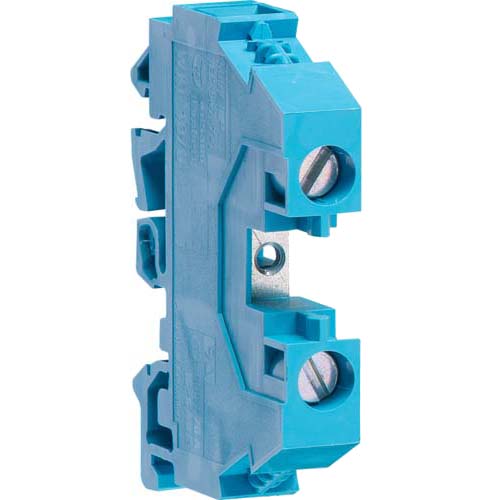Клемма винтовая для дин-рейки, "Ноль" 1 - 10 мм2, 400В/57A, проходная, синяя, Hager