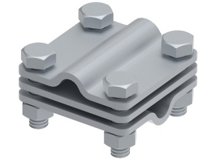 Соединитель 55х55 пруток-пруток с разделительной пластиной, гор. цинк Ostec