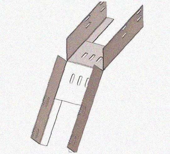 Лоток перфорированный КС 600х50-45 У3 для поворота трассы вниз на 45, окрашенный, S1,5