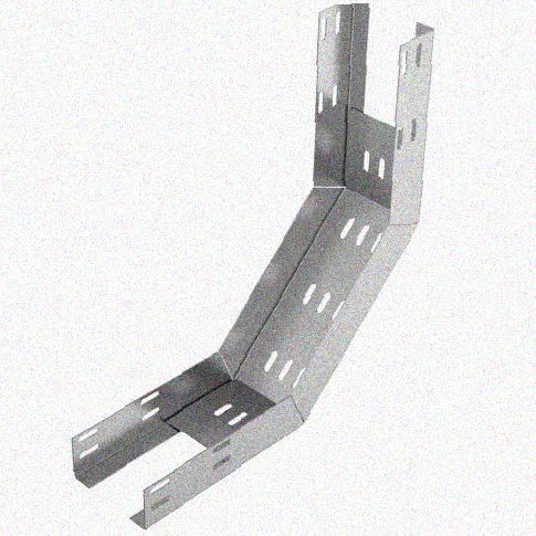 Лоток перфорированный КП 200х65-90 У3 для поворота трассы вверх на 90, окрашенный, S1,0