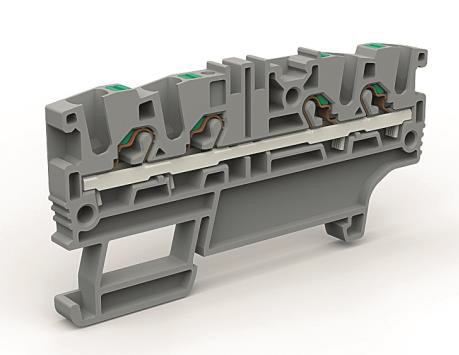 Проходная клемма 4 точки подключения на 2,5 кв.мм синяя DKC