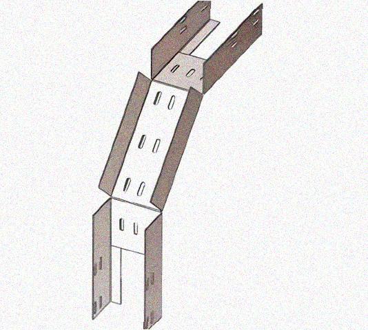 Лоток перфорированный КС 200х50-90 У3 для поворота трассы вниз на 90, окрашенный, S1,5