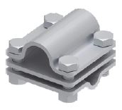 Соединитель крестообразный 55х55 стержень/пруток/полоса 4 болта D-20, гор. цинк Ostec