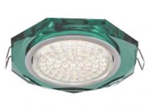 Светильник GX53 H4 5312 стекло 8-угольник хром/изумруд 38x133 Ecola