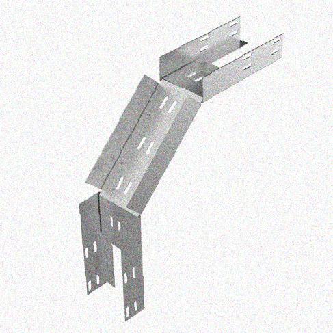 Лоток перфорированный КС 300х65-90 УТ1,5 для поворота трассы вниз на 90, оцинкованный лист S1,5