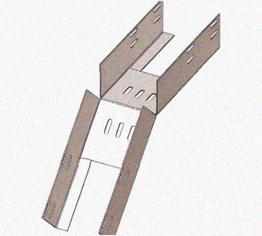 Лоток перфорированный КС 100х100-45 УТ1,5 для поворота трассы вниз на 45, горячее цинкование S1,5