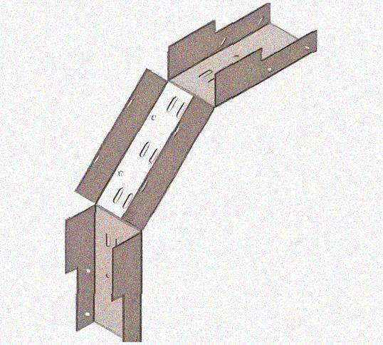 Лоток замковый перфорированный КСЗ 100х50-90 УТ1,5 для поворота трассы вниз на 90, горячее цинкование, S1,5