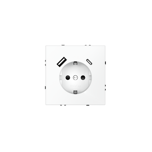 Розетка встраиваемая Voltum S70 с заземлением и защитными шторками, 16А, с USB, A+C, (белый матовый) Розетка встраиваемая Voltum S70 с заземлением и защитными шторками, 16А, с USB, A+C, (белый матовый)