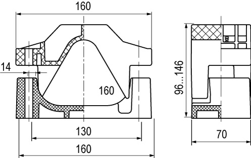 Кабельный держатель для крепления в треугольник, д. 35-50 мм DKC