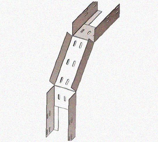 Лоток перфорированный КС 100х100-90 У3 для поворота трассы вниз на 90, окрашенный, S1,0