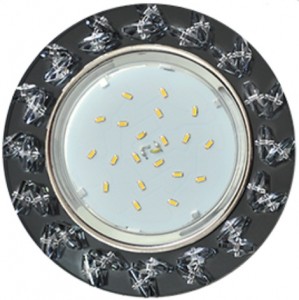 Св-к Стекло GX53 H4 5361 Круг крупные прозр. стразы Елочка Черный/Хром 54x120 Ecola