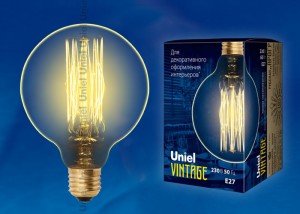 Лампа накаливания винтажная Шар G95 60W Е27 золото Uniel