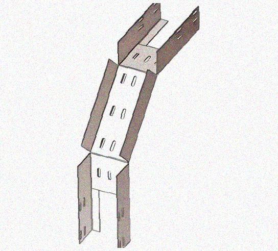 Лоток перфорированный КС 400х65-90 УХЛ1 для поворота трассы вниз на 90, оцинкованный лист S1,0