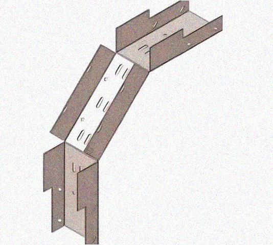 Лоток замковый перфорированный КСЗ 400х65-90 УТ1,5 для поворота трассы вниз на 90, горячее цинкование S1,2