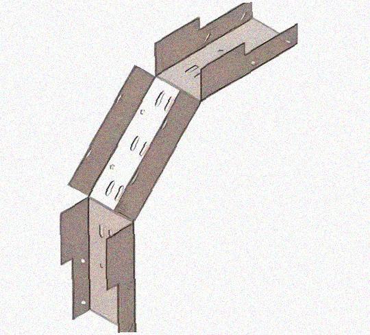 Лоток замковый перфорированный КСЗ 75х65-90 УХЛ1 для поворота трассы вниз на 90, горячее цинкование, S1,5