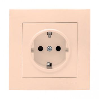 Валенсия Розетка 1-местная с/з 16А кремовая с защ, штор, EKF Валенсия Розетка 1-местная с/з 16А кремовая с защ, штор, EKF