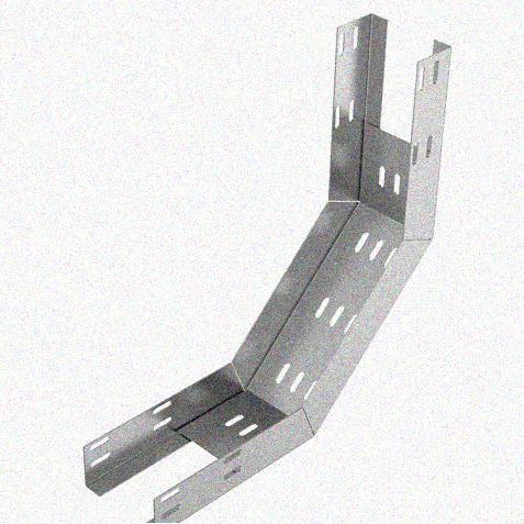 Лоток перфорированный КП 100х25-90 УТ1,5 для поворота трассы вверх на 90, оцинкованный лист S1,0